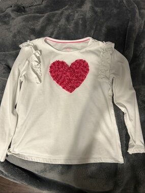 Isaac Mizrahi Girls White Long-Sleeve Top with Pink Heart size 7-8 years